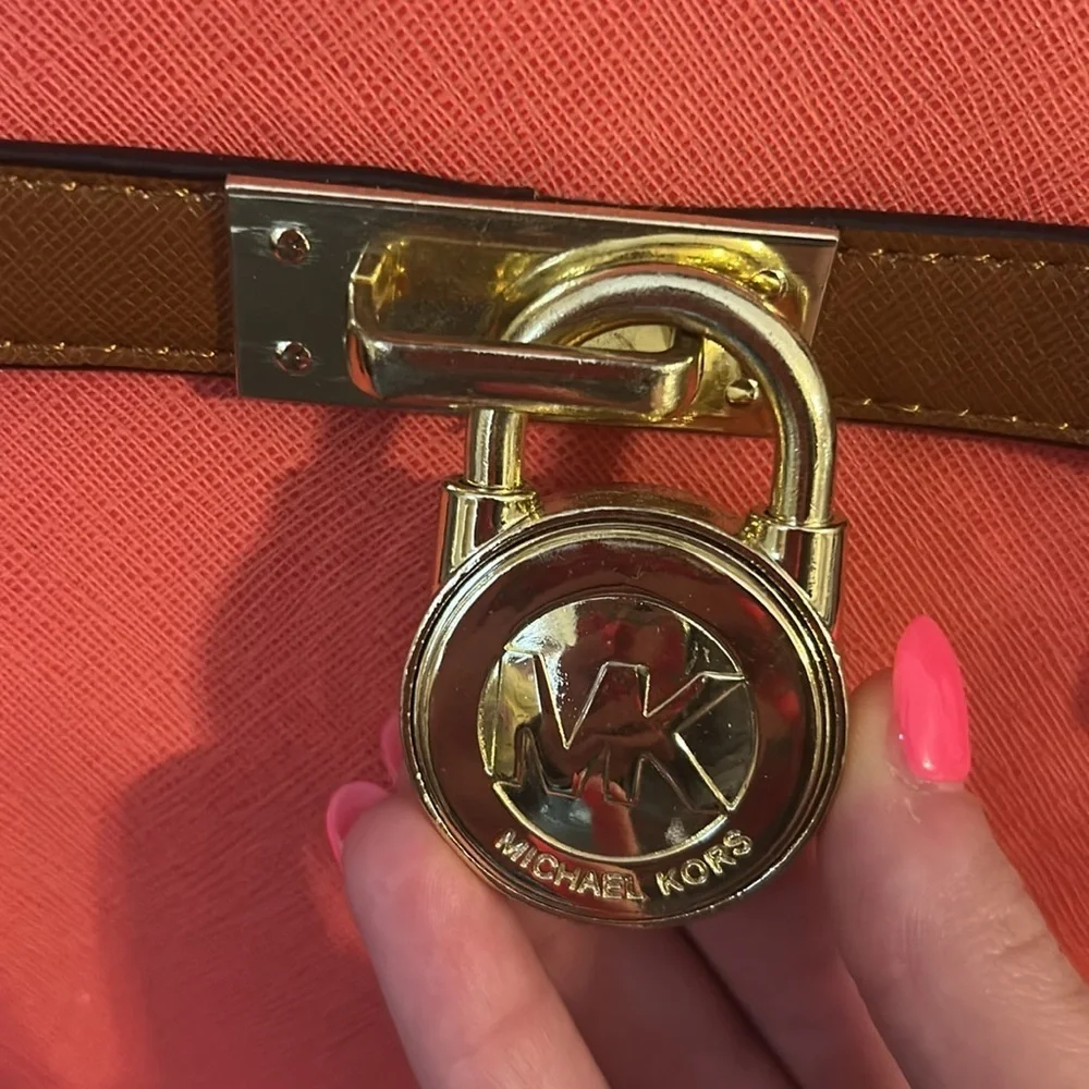 COPY - Michael Kors Vibrant Orange and Brown Tote with Gold Accent